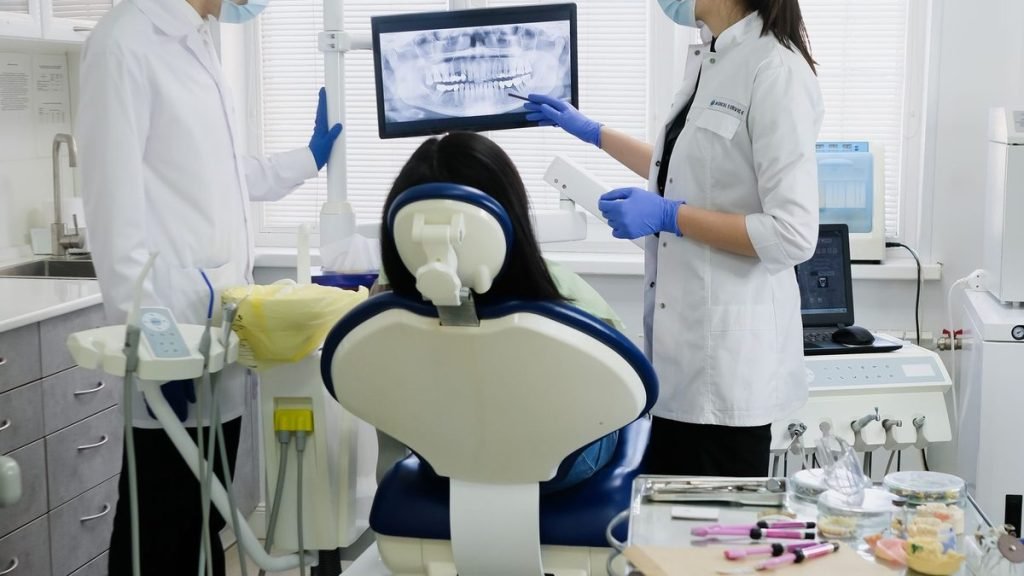 Dental team with a patient